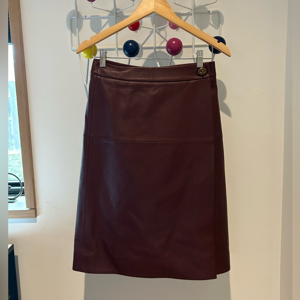 Coach Genuine Leather Burgandy A line Wrap skirt